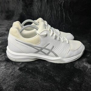 Asics Gel-Dedicate 5 E757Y Womens 10.5 Tennis Shoes White Silver Lace Up Sneaker